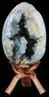 Crystal Filled Celestine (Celestite) Egg Geode - With Stand #59366-1